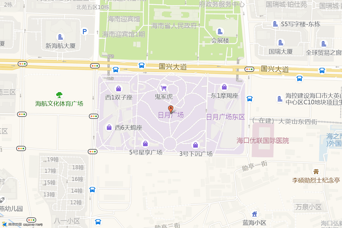 海口日月广场在高德地图中的位置