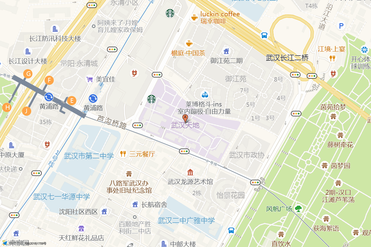 武汉新天地在高德地图中的位置