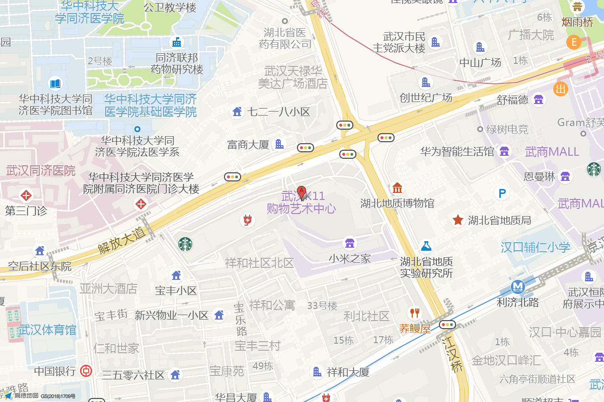 武汉K11在高德地图中的位置