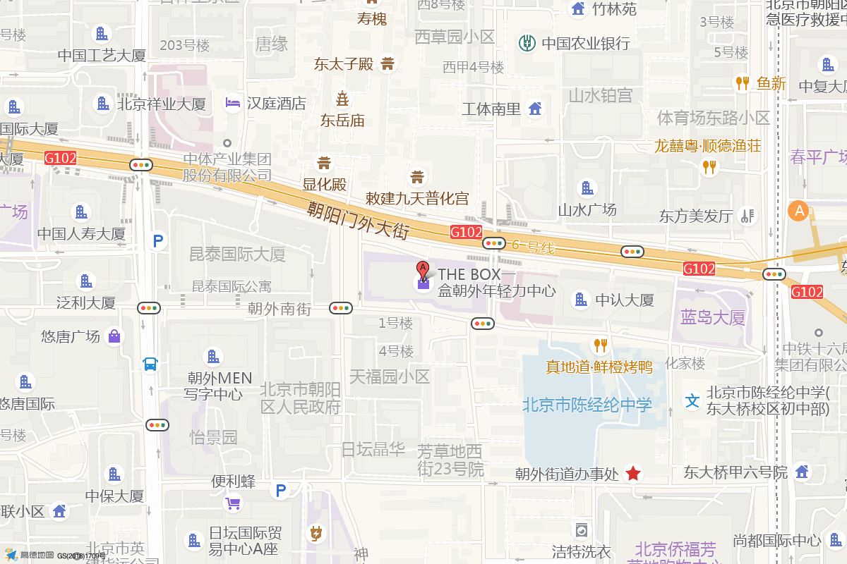 北京朝外THE BOX在高德地图中的位置