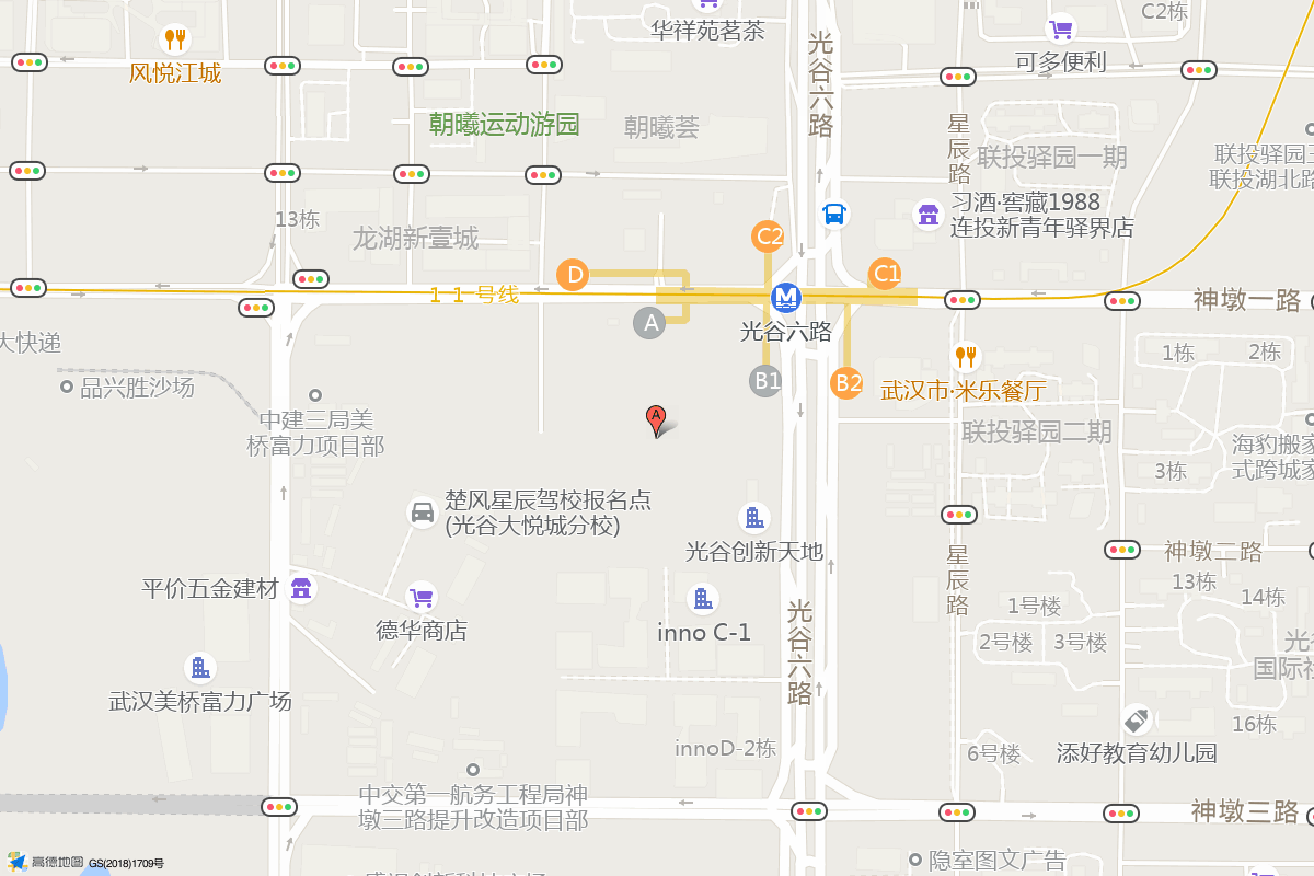 武汉创新天地商业公园在高德地图中的位置