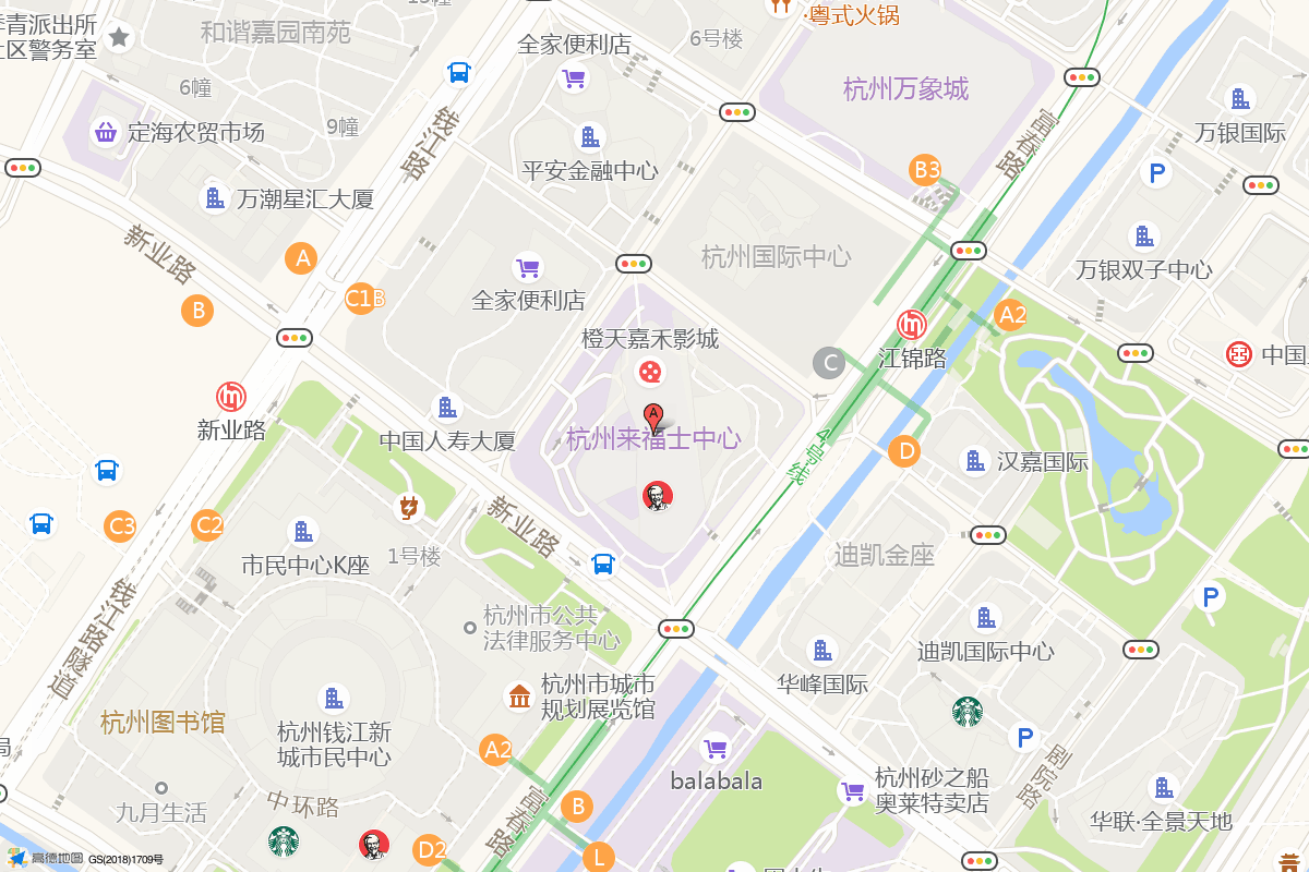 杭州来福士广场在高德地图中的位置