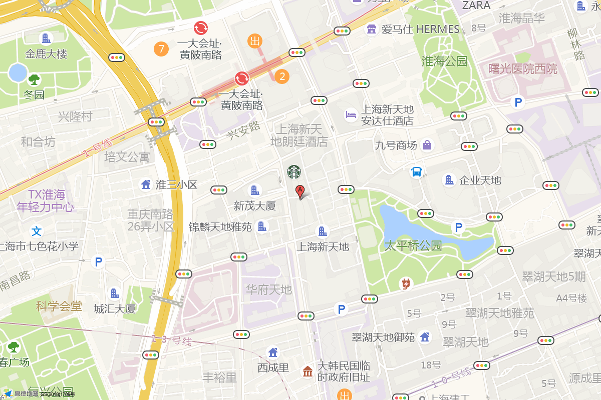 上海新天地在高德地图中的位置