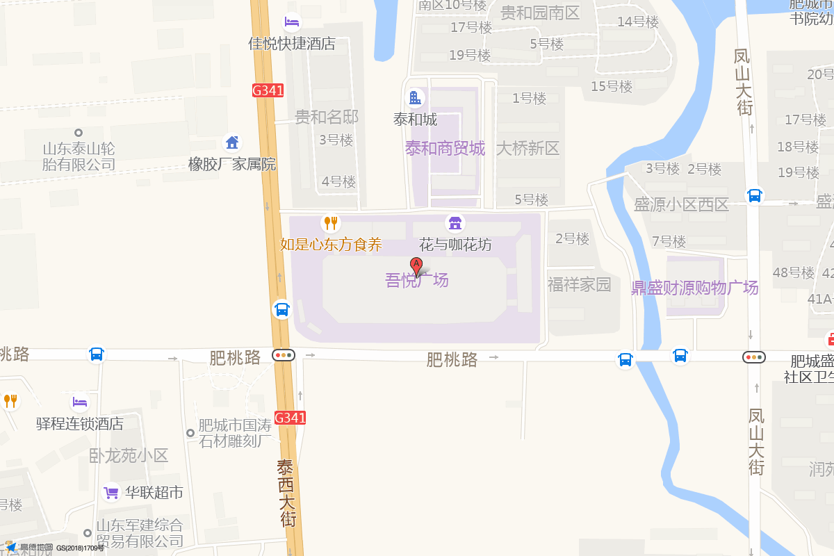 泰安肥城吾悦广场在高德地图中的位置