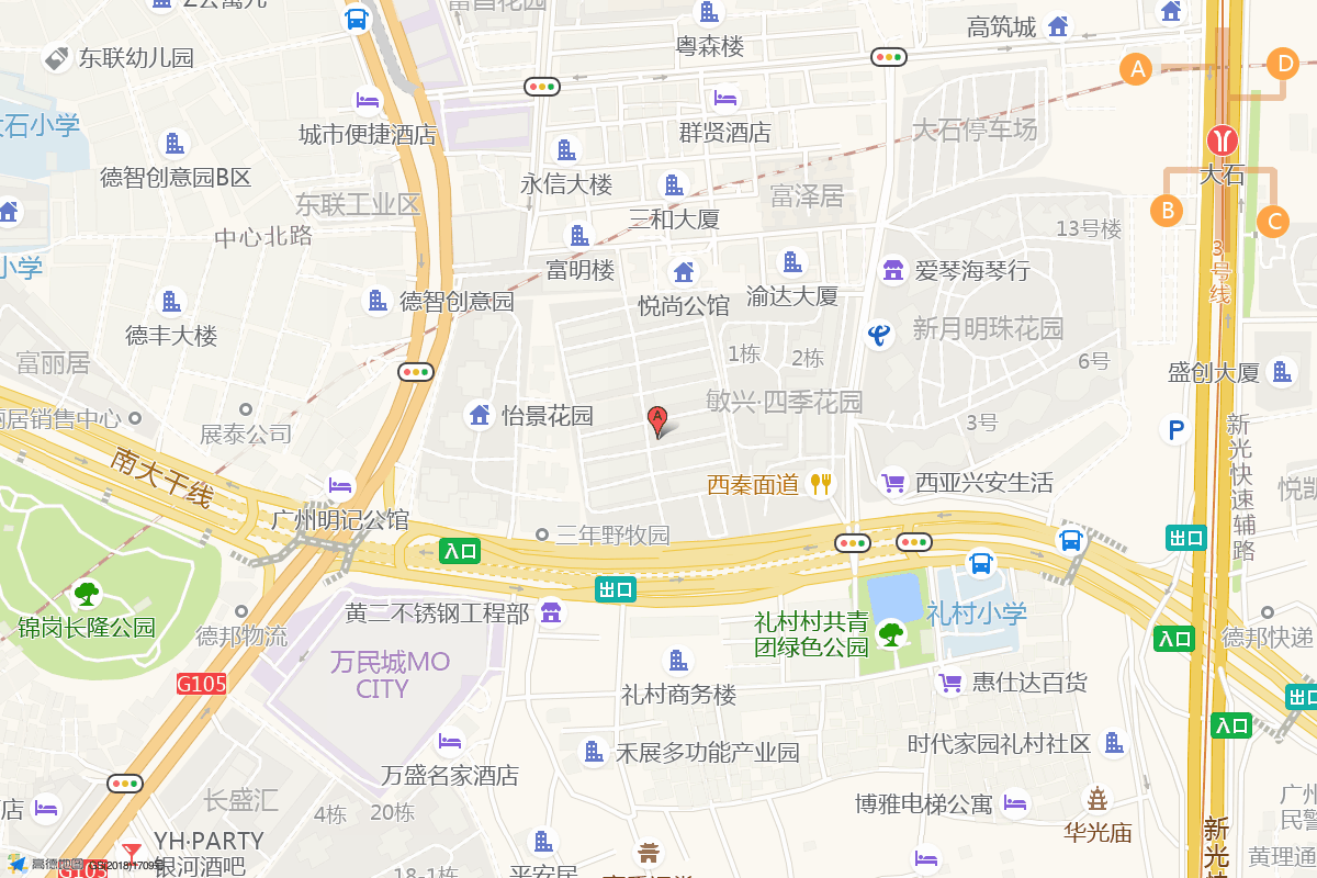 广州越秀·鸿璟台在高德地图中的位置