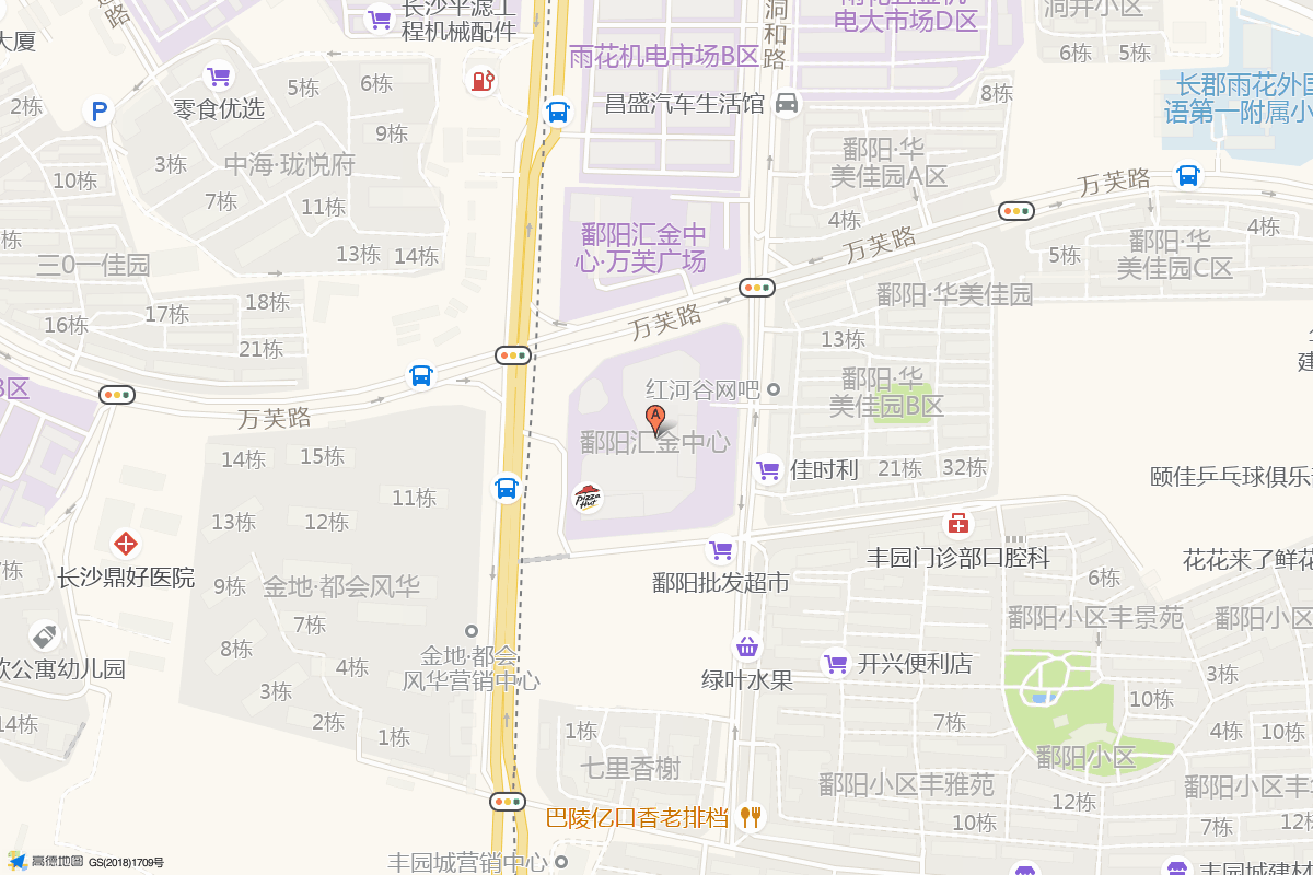 长沙汇金天虹在高德地图中的位置