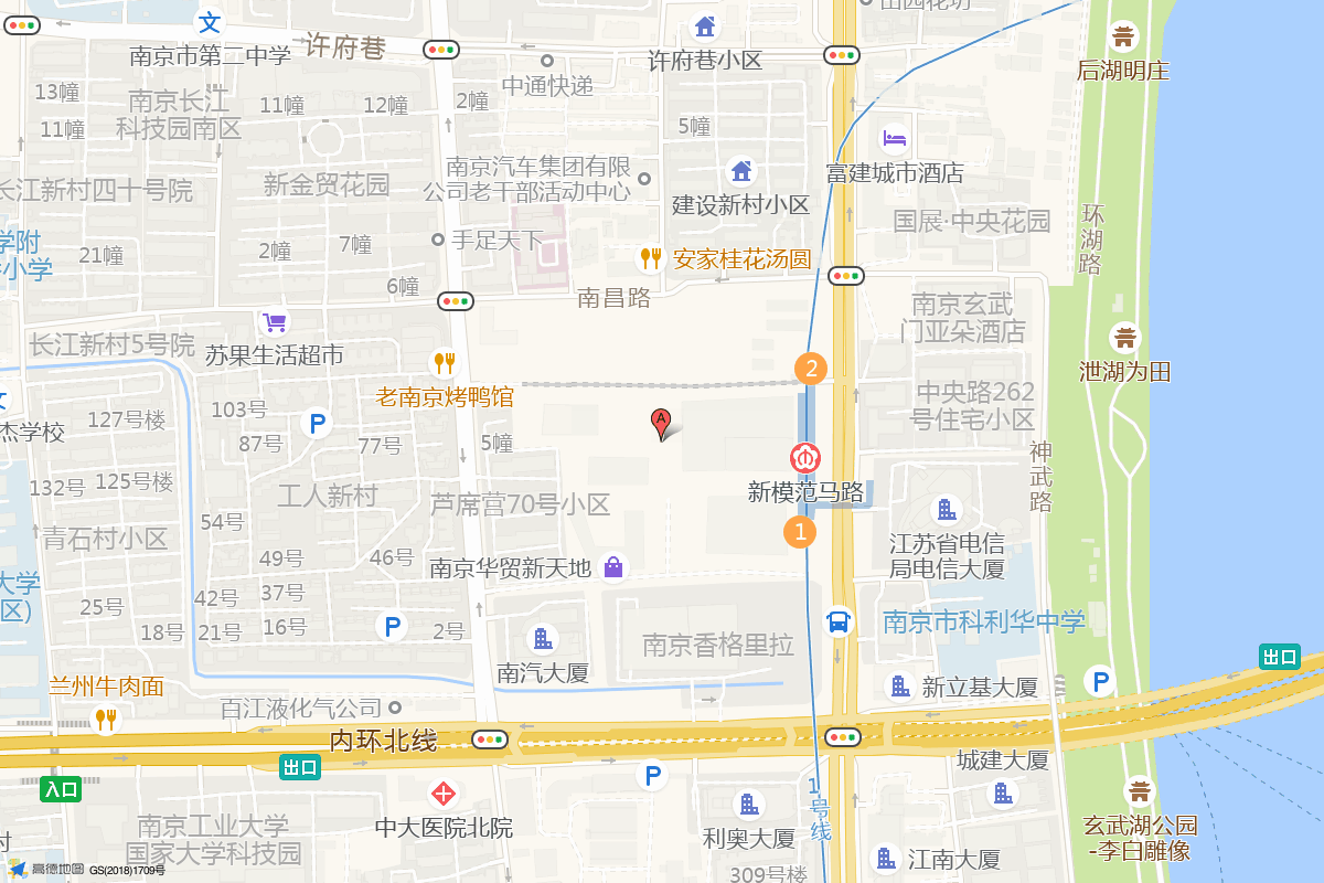 南京华贸中心在高德地图中的位置