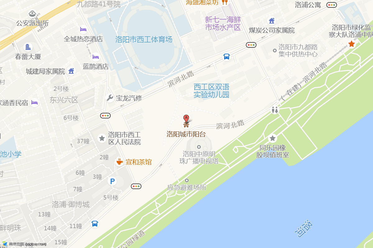 洛阳城市阳台在高德地图中的位置