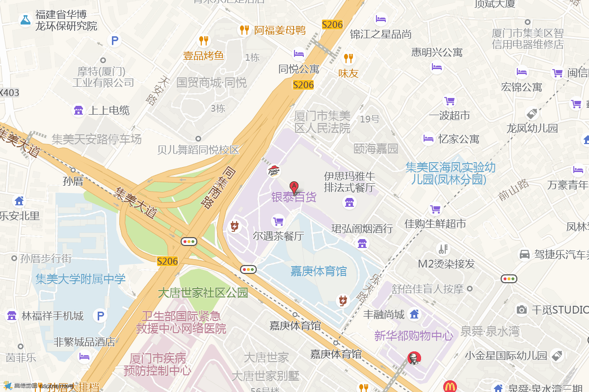 银泰百货厦门集美店在高德地图中的位置