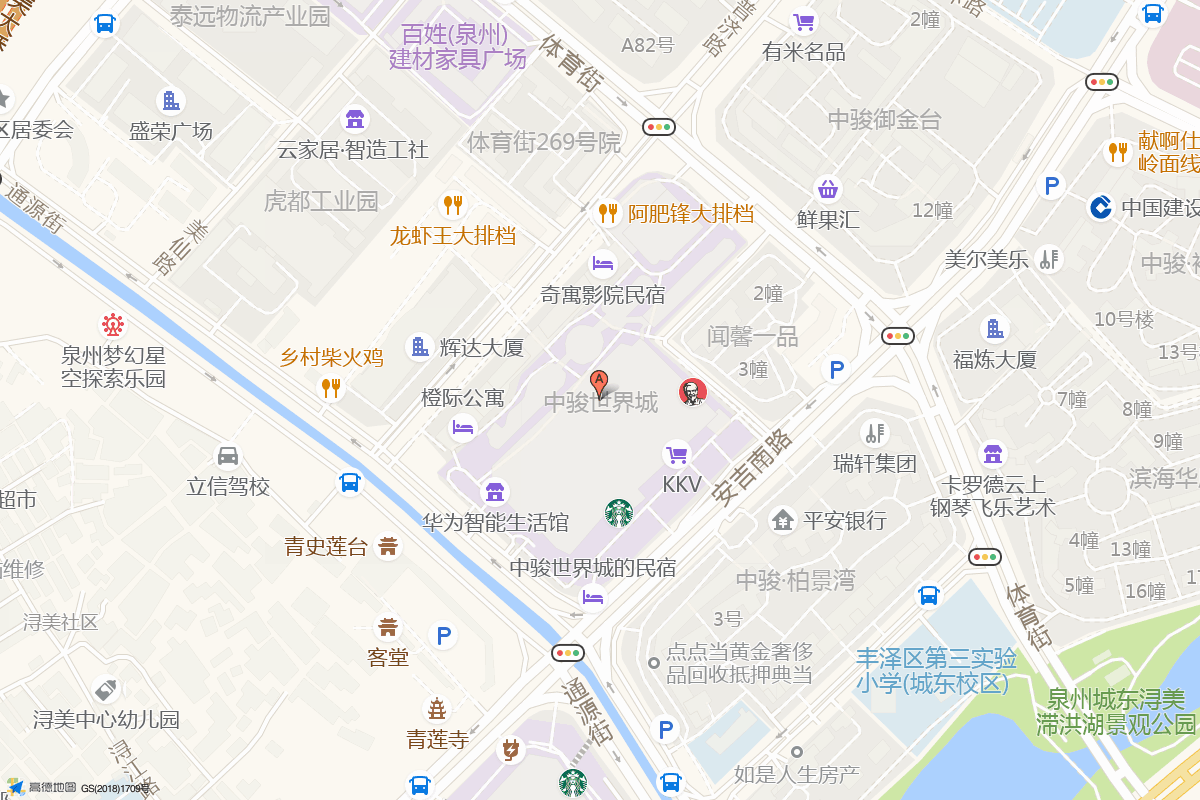 泉州中骏世界城在高德地图中的位置