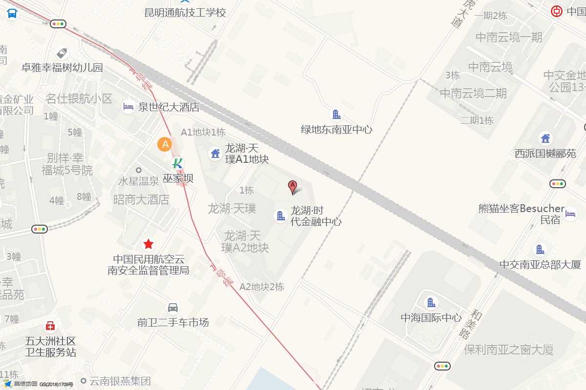 龙湖昆明时代天街在高德地图中的位置