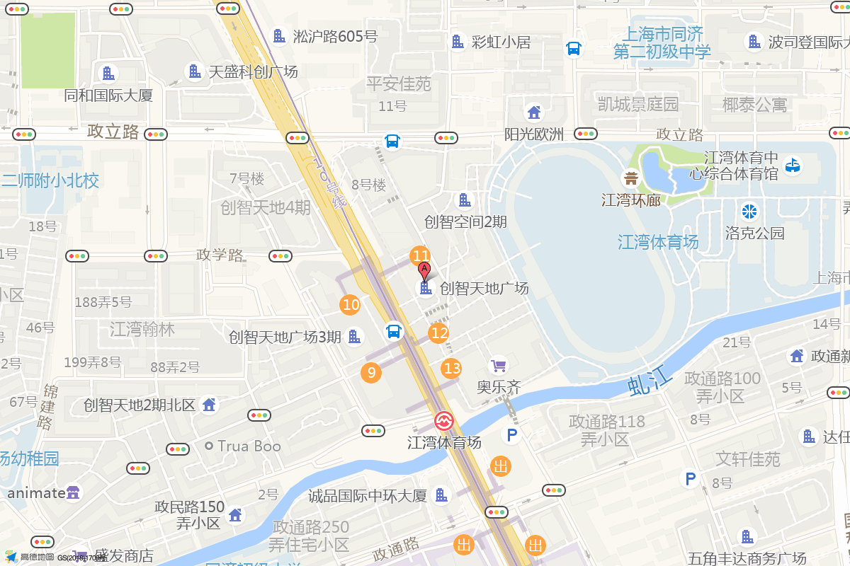 上海创智天地在高德地图中的位置