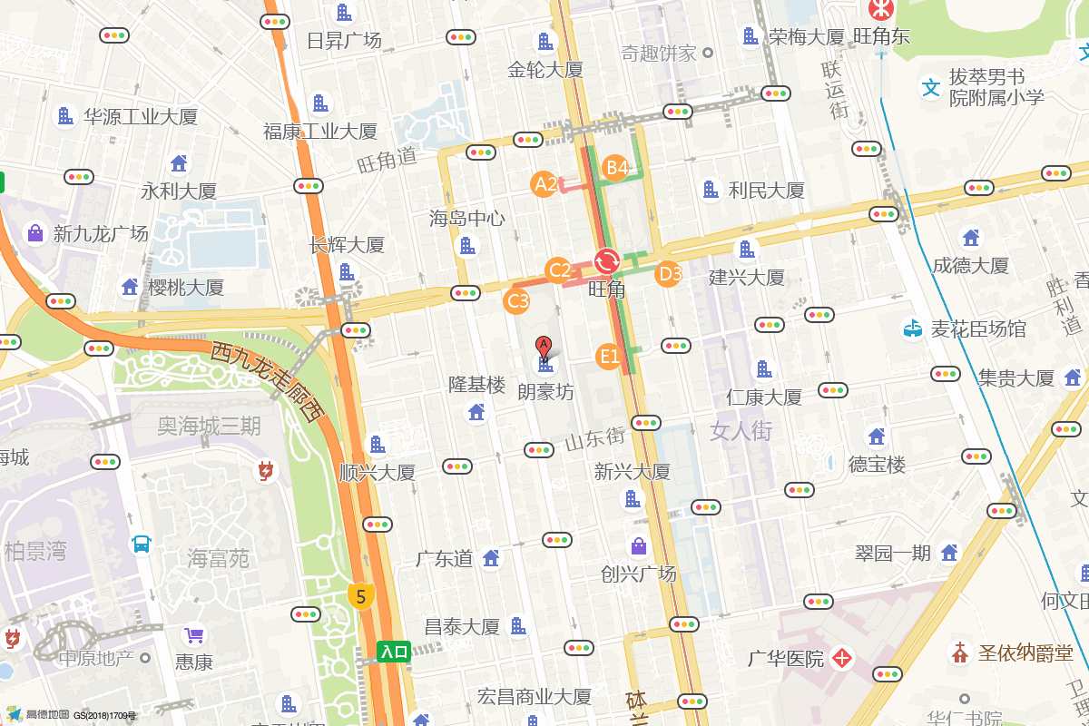 香港朗豪坊在高德地图中的位置