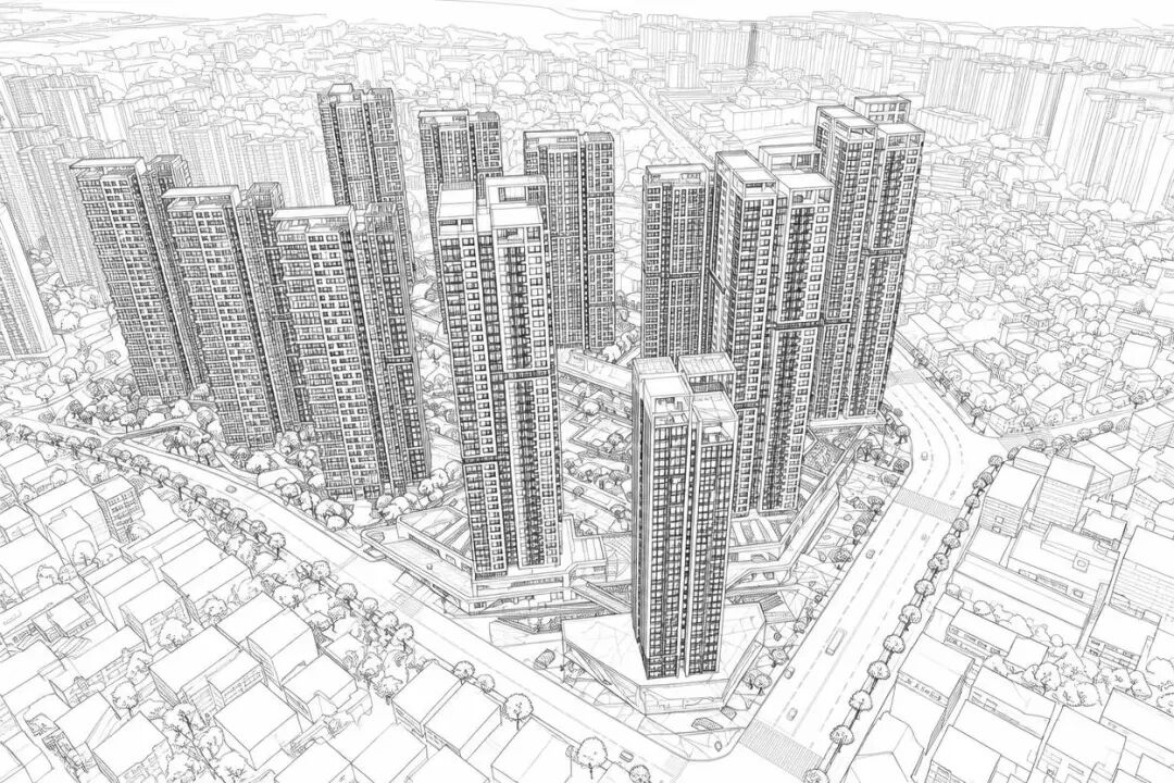 建筑SU线稿鸟瞰原图,青年建筑原文评测配图